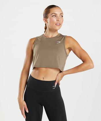 Dámské Tílko Gymshark Tréninková Crop Hnědé | CZ 3228RVD